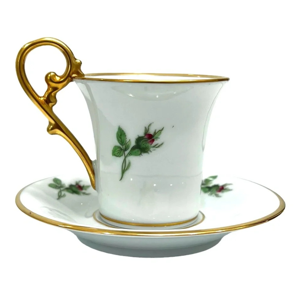AK KAISER FLORAL DEMITASSE CUPS & SAUCERS - SET OF 3 #1531Circa 1950s-70s